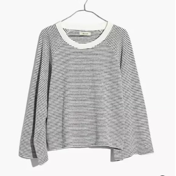 Madewell Terry Raglan Sweatshirt in Stripe - Picture 2 of 10